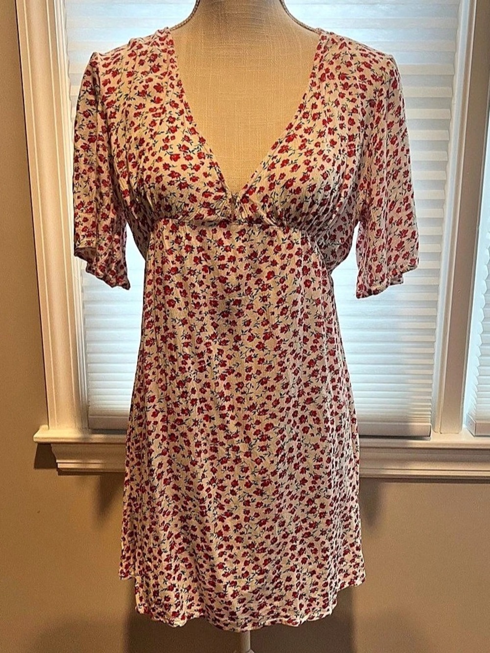 Billabong Mini Babydoll Dress Floral Red & White